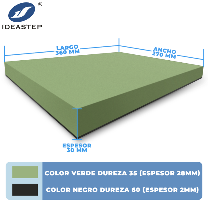 Bloco de fresagem laminado EVA preto/verde